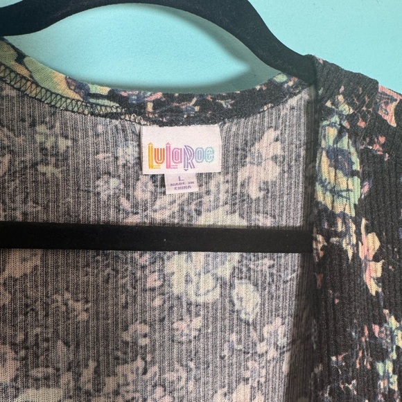 LuLaRoe Black Floral Cozy Duster Sweater - Picture 3 of 5